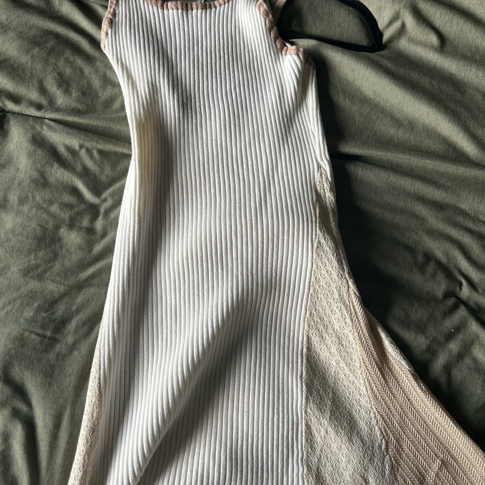 The Vintage Shop Cream and Tan Asymmetrical Dress